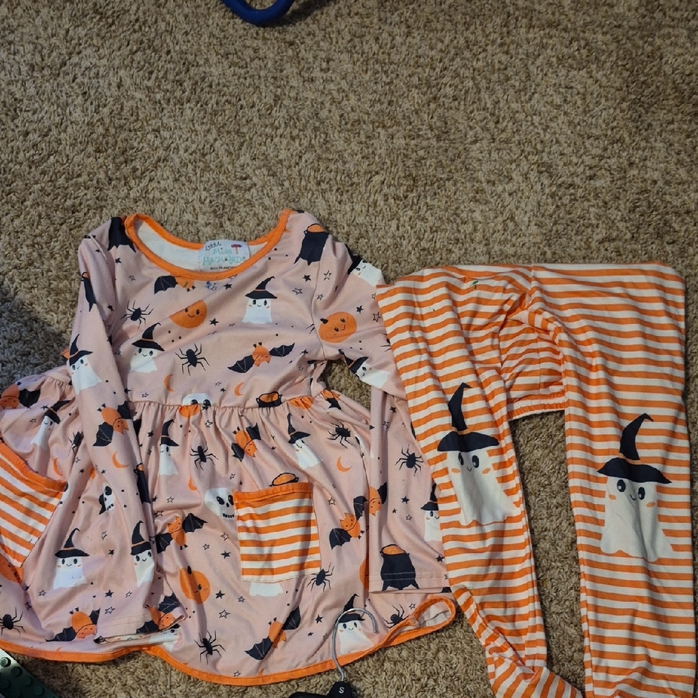 Little Miss Marmalade Orange and White Dress Set